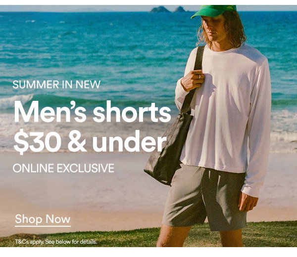 Summer in new men's shorts $30 and under online exclusive