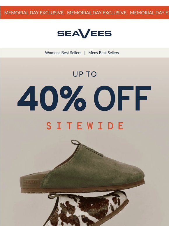 Memorial Day Exclusive: Up to 40% Off Sitewide