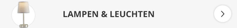 Kategorie Lampen & Leuchten: Eine moderne, silberne Tischlampe mit hellem Schirm neben dem Schriftzug „LAMPEN & LEUCHTEN“.