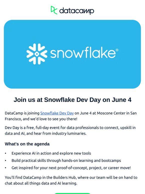 Join DataCamp at Snowflake Dev Day on June 4