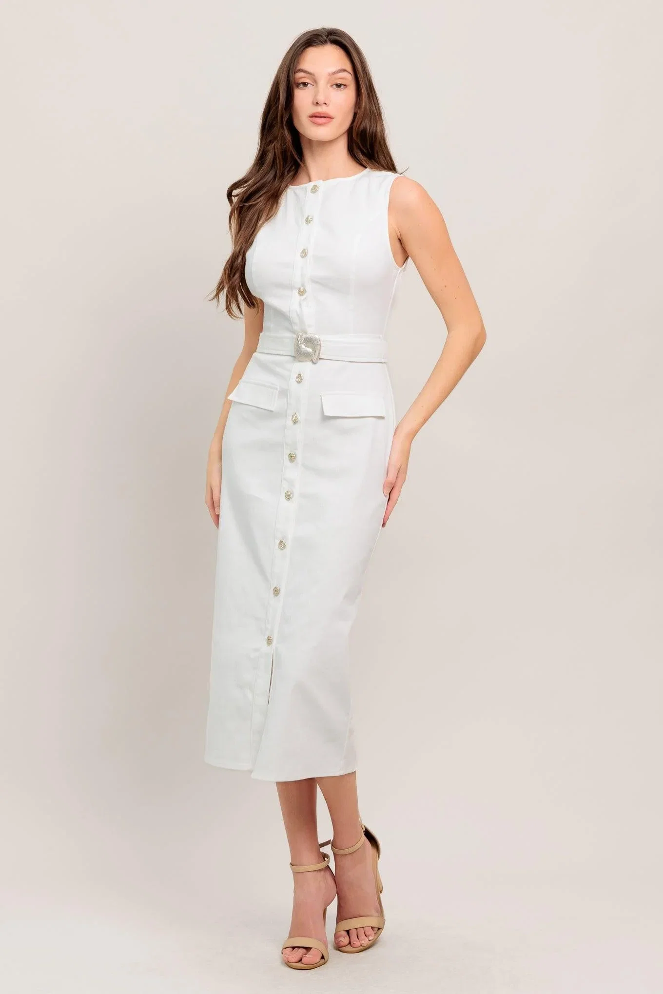 Image of ROUGE ROMANCE TWILL MIDI DRESS