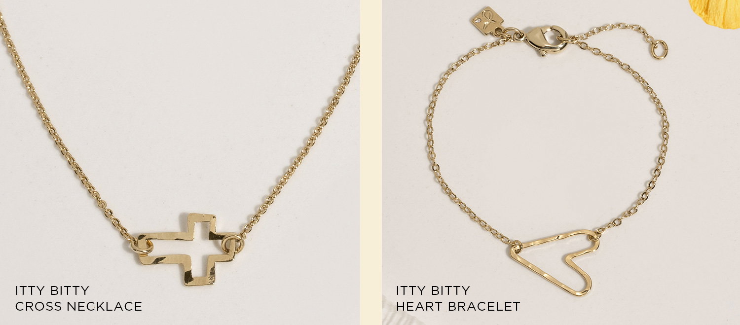 ITTY BITTY CROSS NECKLACE | ITTY BITTY HEART BRACELET
