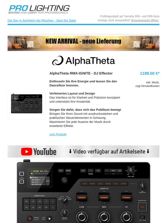 DEAL: 5%EXTRA - Aktion | Wieder da: AlphaTheta RMX-IGNITE | Frühlingsdeals - wir haben nochmal nachgelegt