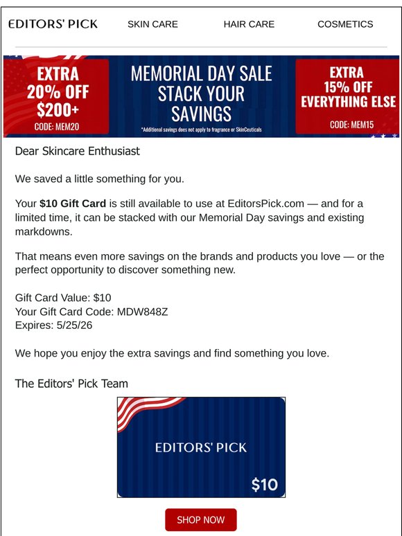 Your $10 Gift Card Is Still Waiting