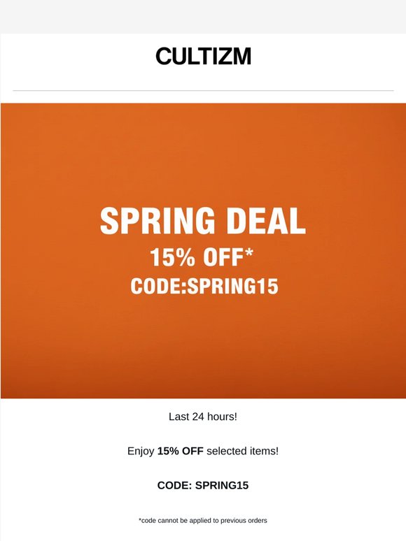 Last 24 hours in our Spring Deal!