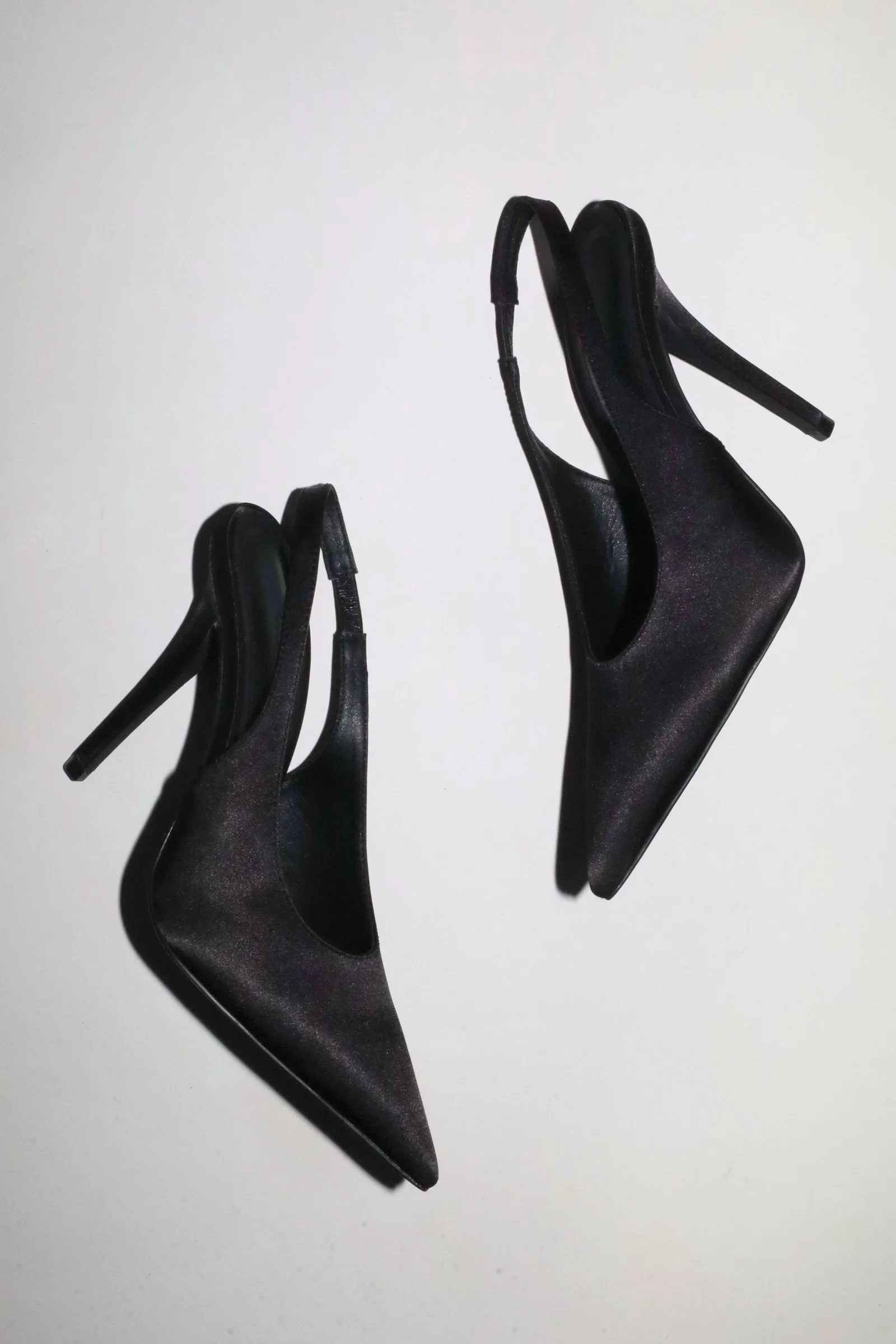 Image of Alexandra Black Satin Slingback 110 mm