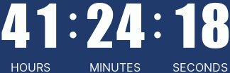A digital timer displays 174 hours, 11 minutes, and 51 seconds against a dark blue background. (ultrawide)
