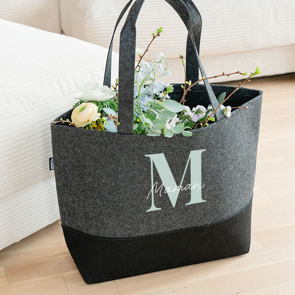 Image of Sac cabas personnalisé en feutre avec Monogramme