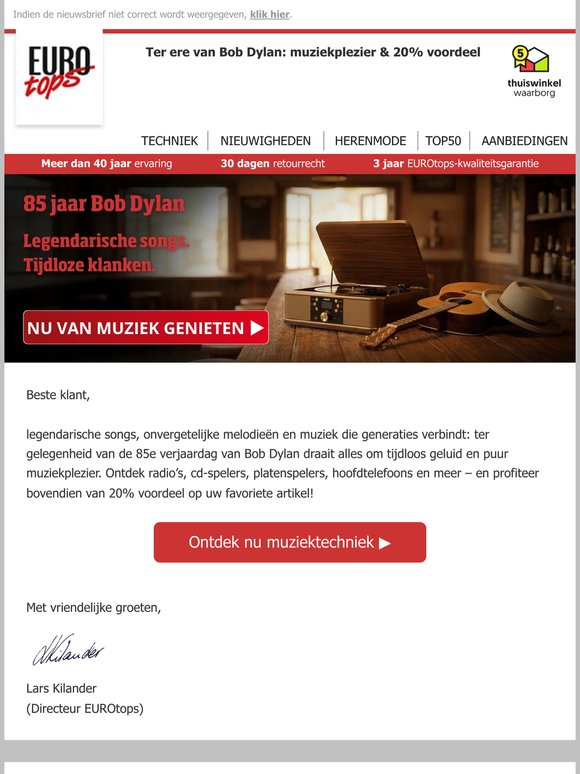 20% voordeel & muziek opnieuw beleven