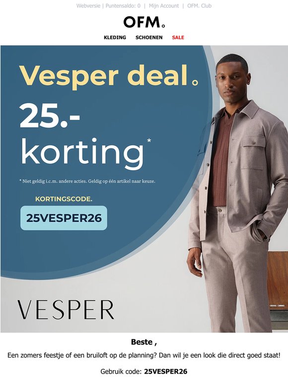 Exclusief | 25,- korting op Vesper!
