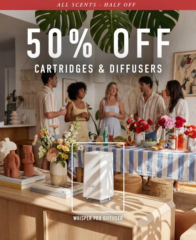 All Scents are HALF OFF: Enjoy 50% OFF Cartridges AND Diffusers