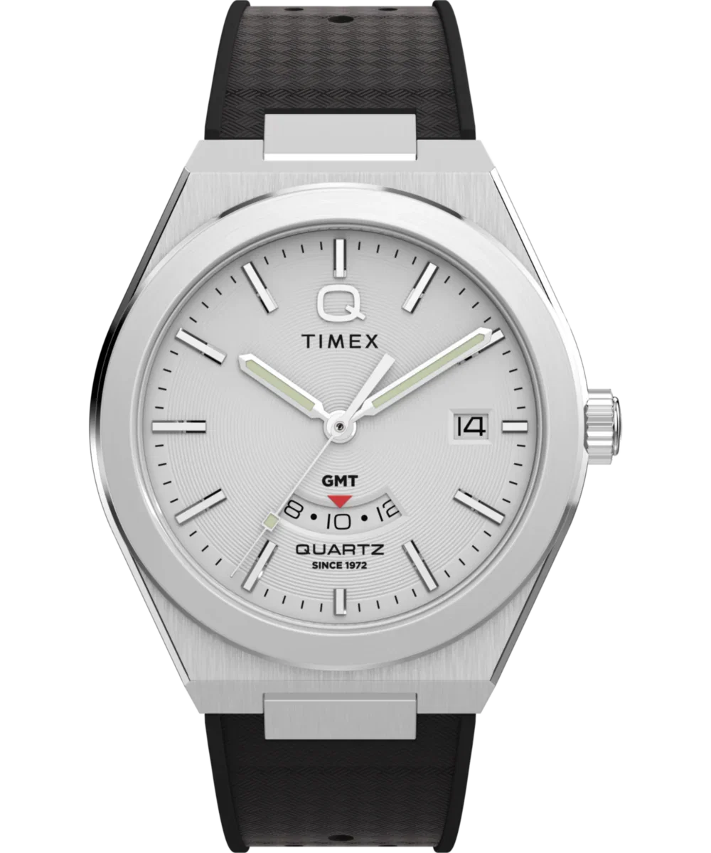 Image of Q Timex® Continental GMT 39mm Synthetic Rubber Strap Watch 