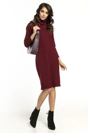 Turtleneck Loose Fit Knit Sweatshirt Dress