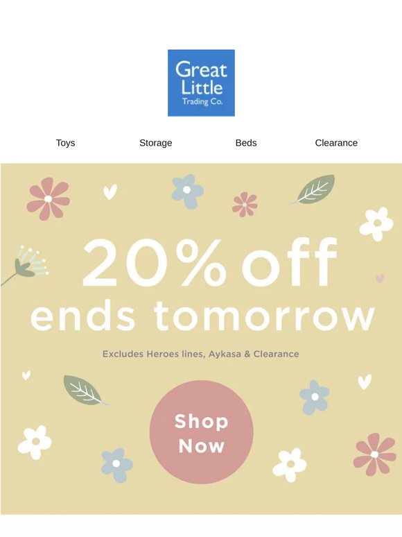20% off ends tomorrow!