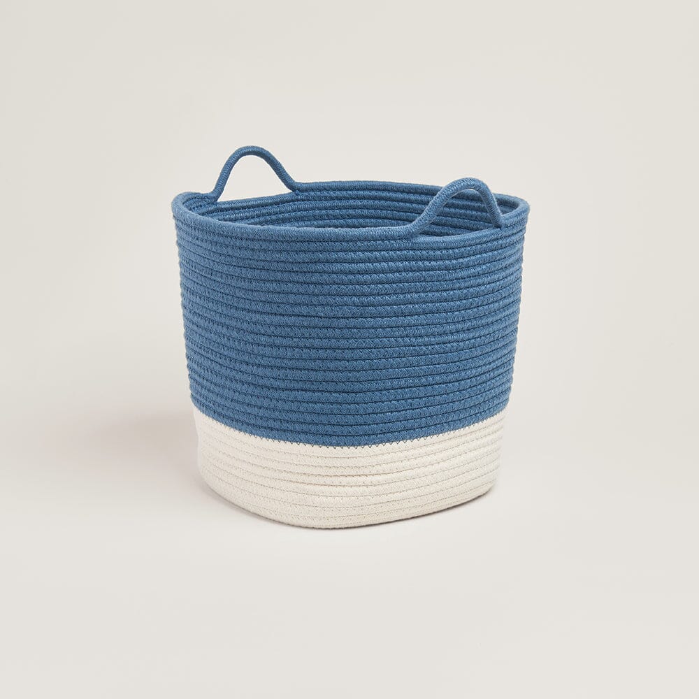 Image of Rope Storage Basket, Ivory and Galaxy Blue