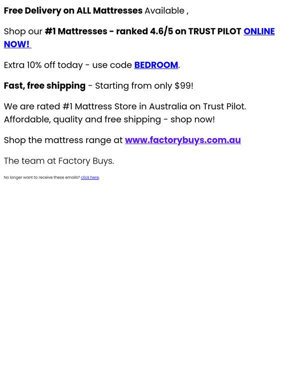 RE: Free Delivery + Mattresses From $99 🛌