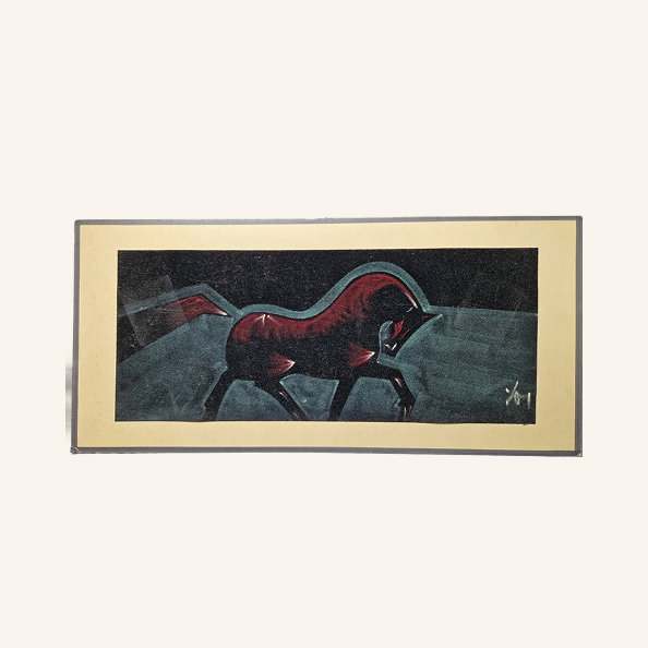 Mid Century Signed Velvet Painting, 1950s