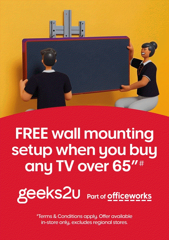 Free wall mounting setup when you buy any TV over 65"