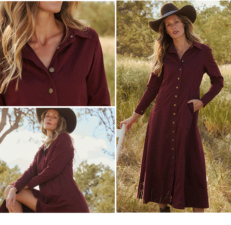 Shop Maya Collared Dress in Burgundy
