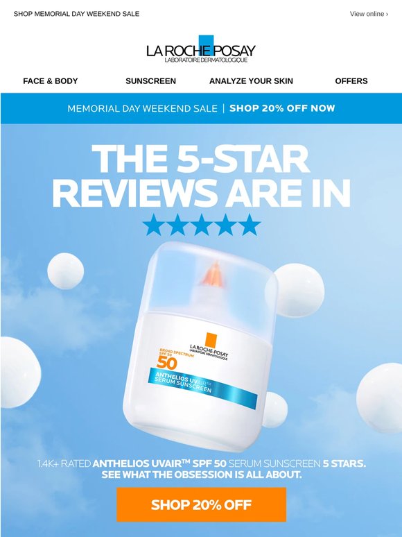 Trending Now & 20% Off. NEW Serum Sunscreen