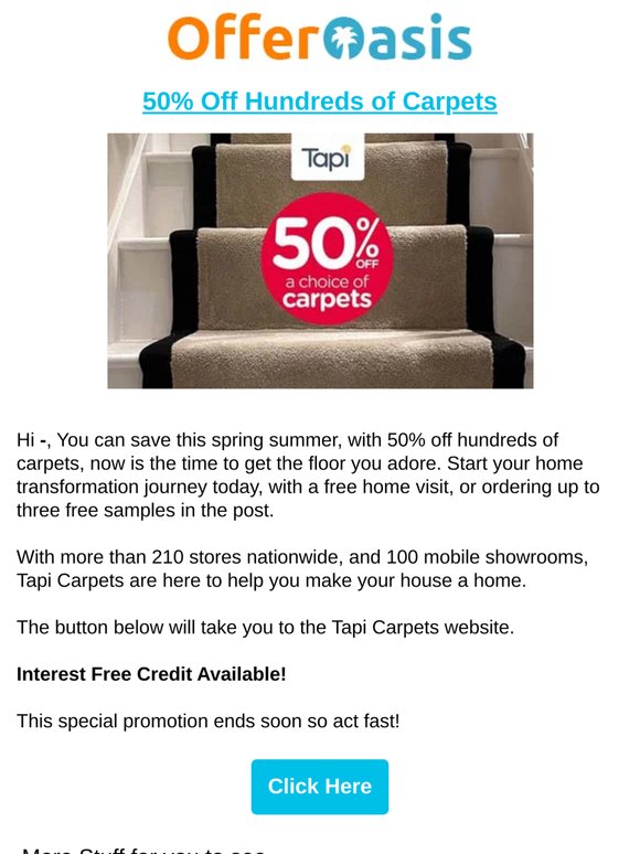 Tapiu Carpet Free Samples and 50% Off Deal