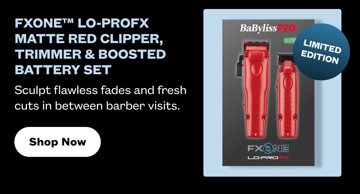 FXONE™ Lo-ProFX Matte Red Clipper, Trimmer & Boosted Battery Set I Sculpt flawless fades and fresh cuts in between barber visits. I Shop Now