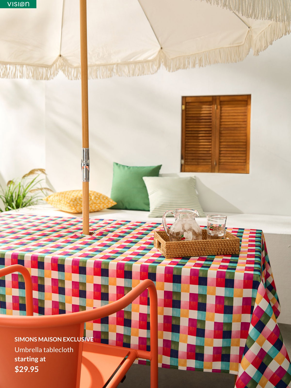 Vision Simons Maison Exclusive Multicoloured checkerboard umbrella tablecloth starting at 29.95$