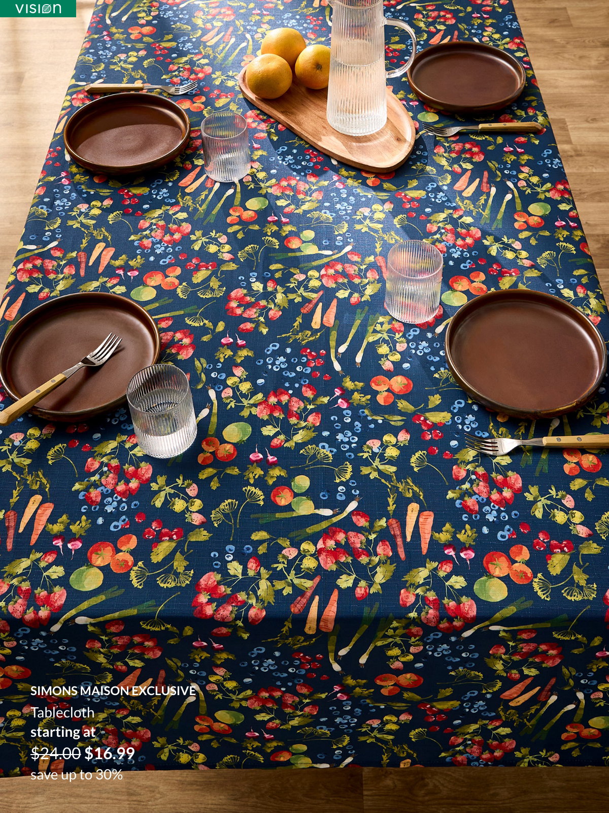 Vision Simons Maison Exclusive Fruit and veggies tablecloth starting at 16.99$ instead of 24.00$