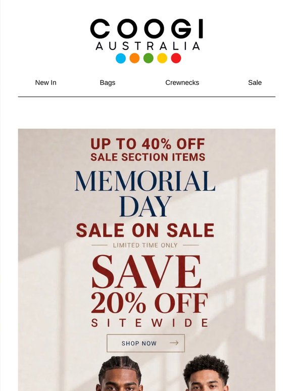 COOGI: Up To 40% Off Sale Styles 🚨 Last Days To Save 20% Sitewide During Our Memorial Day Sale. Shop Before It Ends.