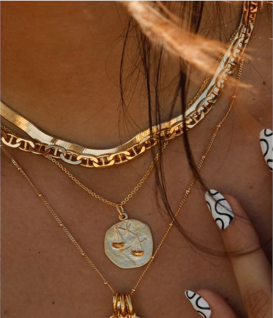 Woman wearing Rellery necklaces
