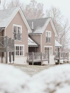 Snowy lodges at Crieff Hydro Resort