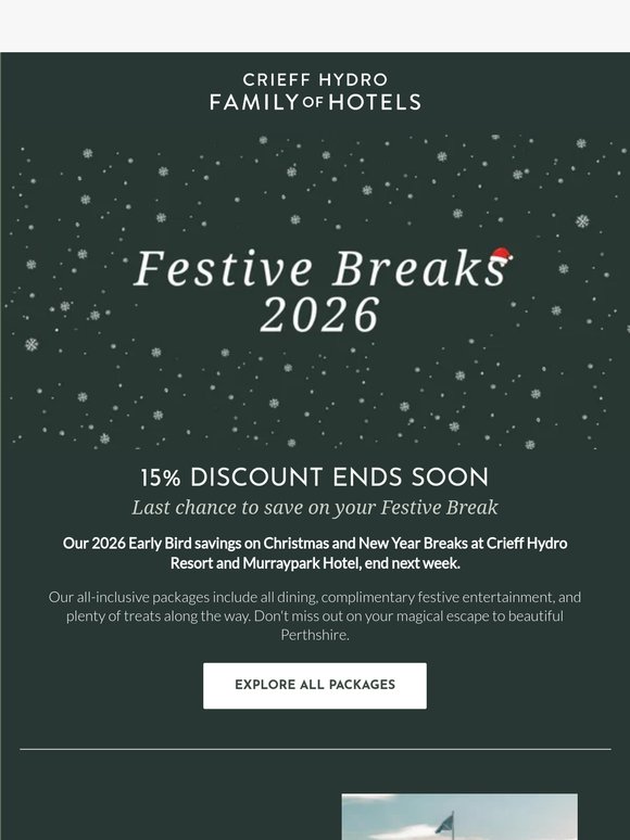 15% off Festive Breaks ends soon⏰