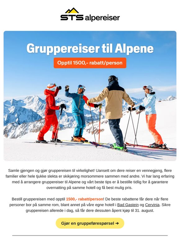 Samle gjengen og få store grupperabatter på skireisen! ❄️🎿✨