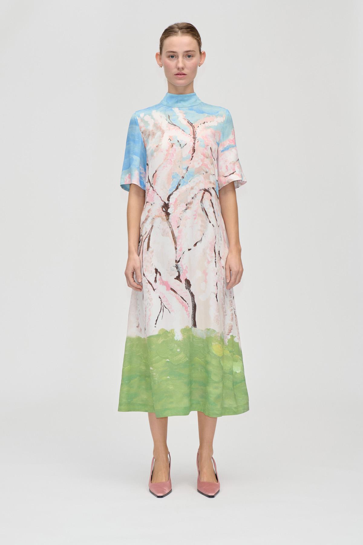 Short Sleeve Midi Dress - Cherry Blossom