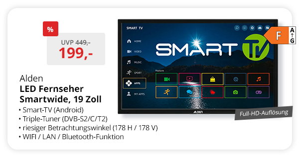 Alden Smartwide Camping LED Fernseher 19 Zoll 