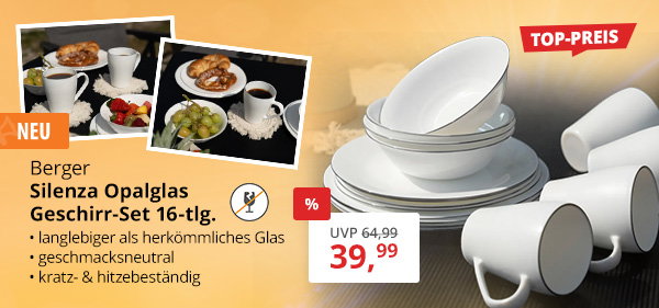 Berger Silenza Opalglas Geschirr-Set 16-tlg.