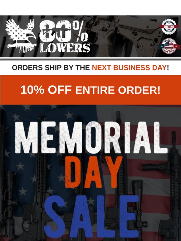 10% OFF Memorial Day 🅢 🅐 🅛 🅔 IS BACK!
