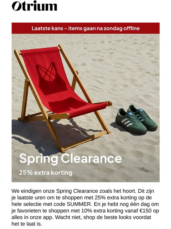 Laatste kans clearance: 25% extra korting  ☀️