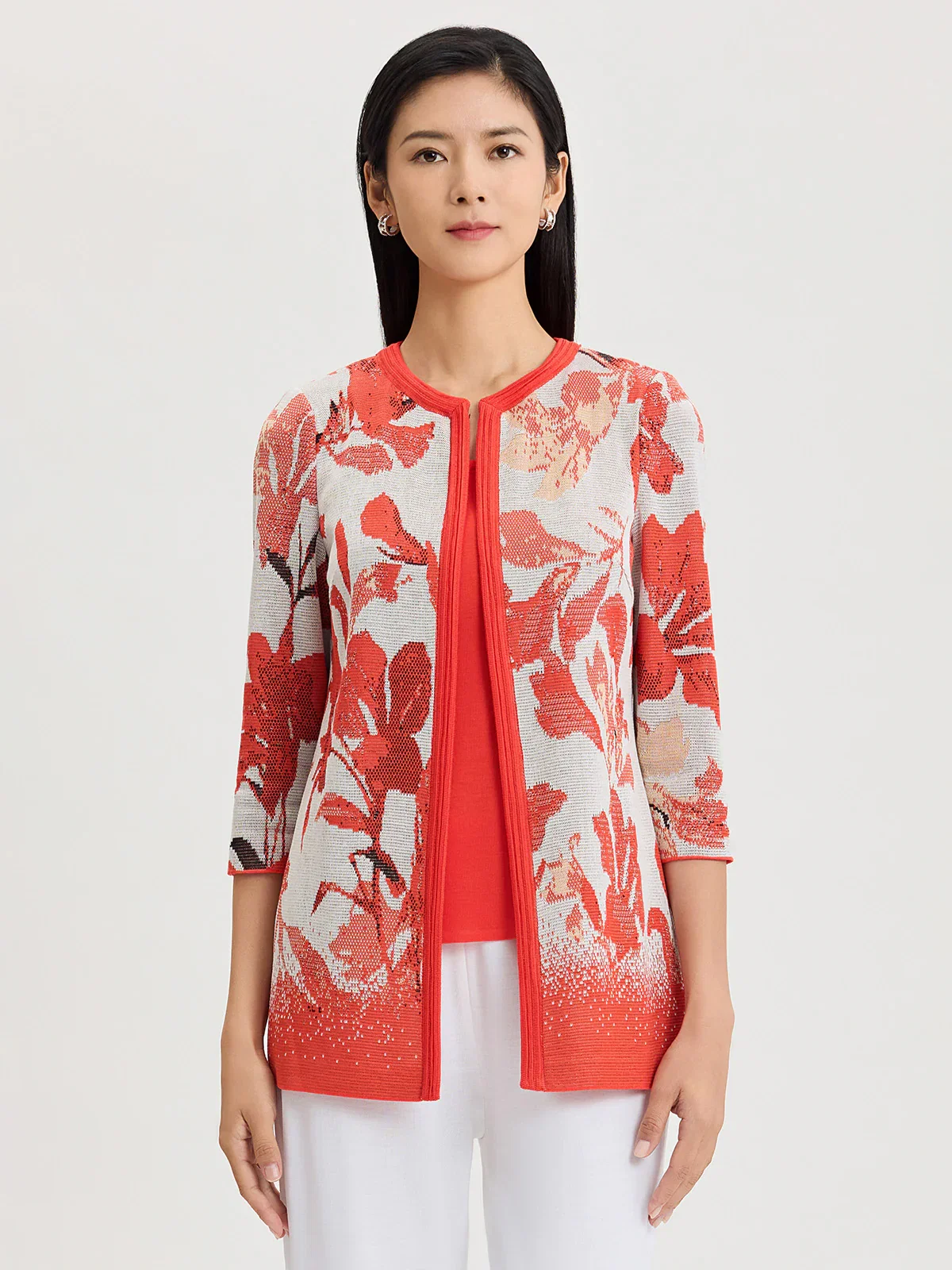 Heritage Floral Jacquard Flat Knit Jacket