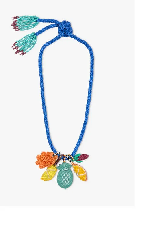 Beads necklace with multicolor fruit pendants