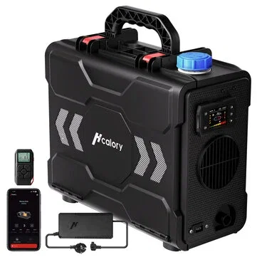 HCALORY TB2S / TB2S+ 6L 8KW Parking Diesel Air Heater All-in-One Portable Heater with CO Alarm Wireless Temperature Sensor Automatic Start and Stop Altitude Mode App Control 12V/24V/100~240V for Cars Trucks Boats Buses RV Camper Tent