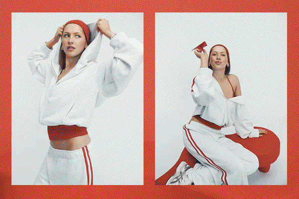 Matching hoodie and track pant sets.