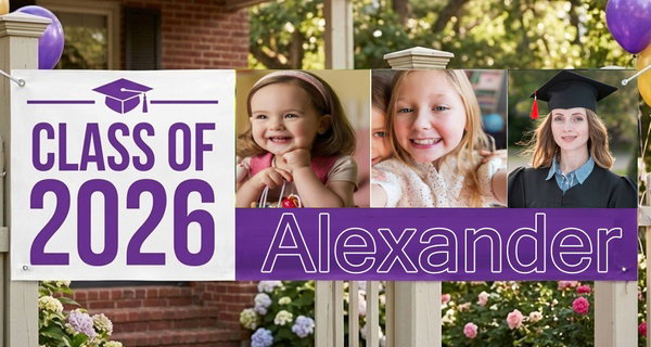 Custom Graduation Banners Personalized with Name, Photo, School & Year