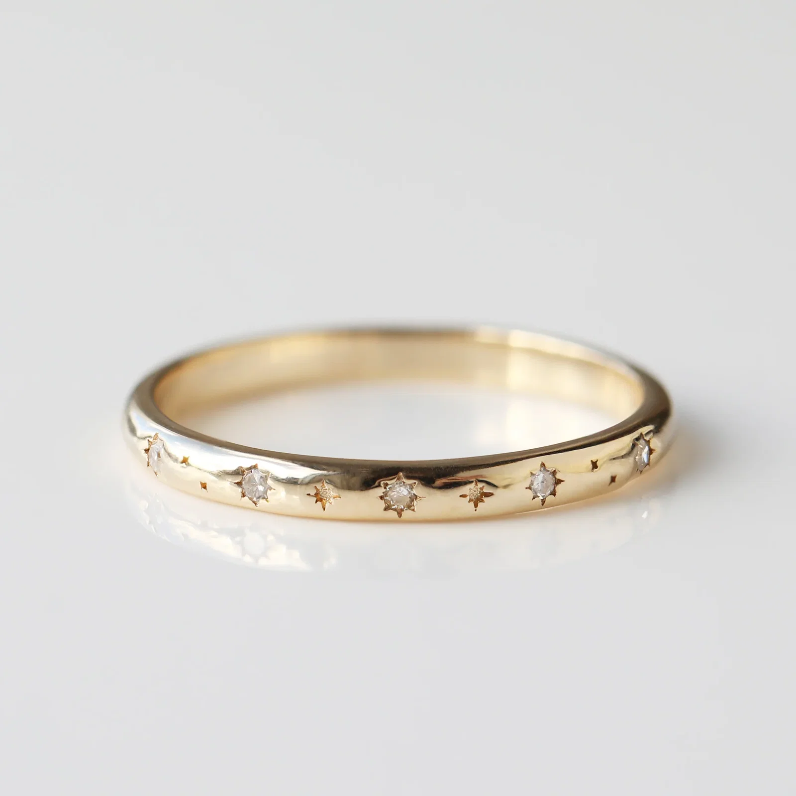 Image of Seren Star Set Diamond Stacking Ring