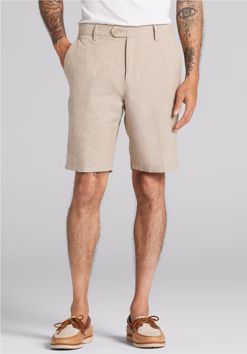 Modern Fit Linen Blend Stretch Shorts Moonstruck