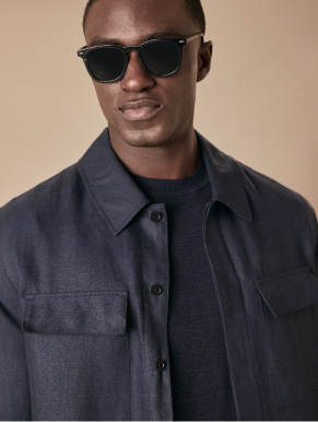 Navy Linen Overshirt