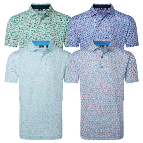 FootJoy Mens Surfs Up Print Lisle Golf Polo Shirt