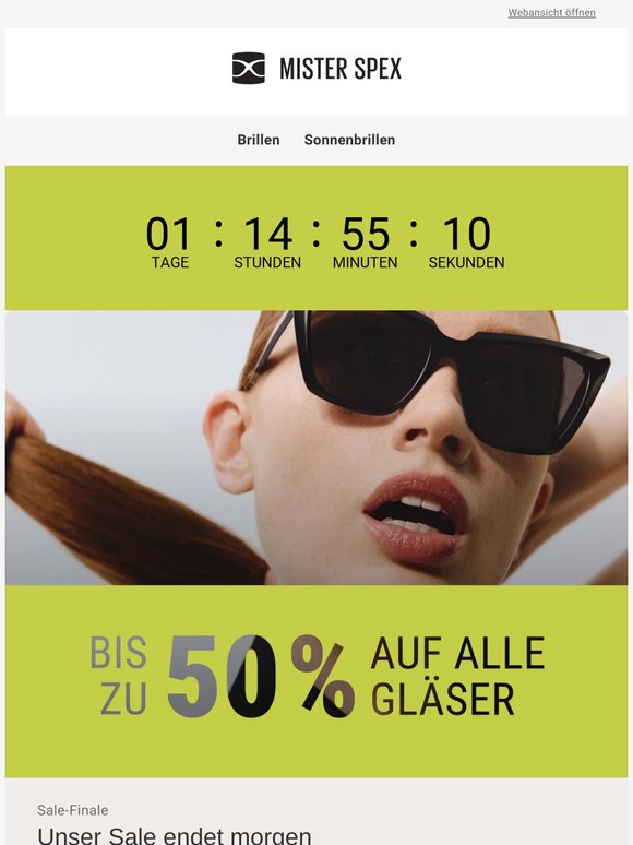 Sale-Finale: Bis zu 50 % auf Gläser und auf Tönungen
