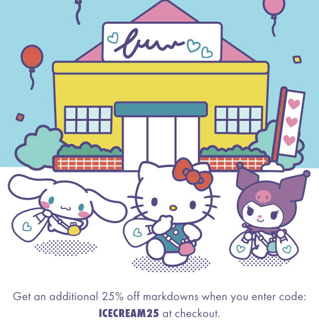 OUR WEEKEND SALE CONTINUES | EXTRA 25% OFF SALE | Hello Kitty and Friends Shopping Character Art. | Get an additional 25% off markdowns when you enter code: ICECREAM25 at checkout.