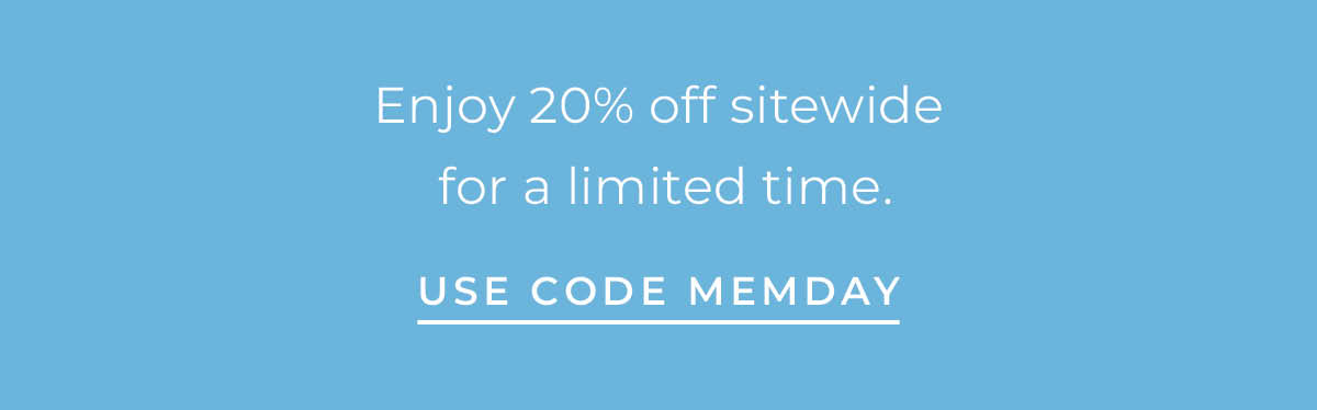 Text box with "Enjoy 20% off sit3ewqide for a limited time. Use code MEMDAY"